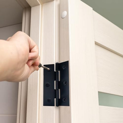 Antrader Cabinet Gate Closet Door Hinge 2-2/5'' Long Home Furniture Hardware Folding Hinge Black Pack of 12 - color: Black, size: 2.36" x 1.47", 12pcs