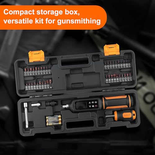 Digital Torque Screwdriver 0.09-6Nm, Torque Screwdriver Set with 1/4" Elastic Bit Holder, Extension Rod, Flat, Hex, Torx and Philips Bits, Suitable for Gunsmithing, DIY, Bicycle Maintenance - size: 9-80in.lb