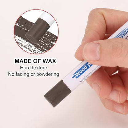 HARFINGTON Wood Filler Sticks 6 Colors Wooden Wax Touch Up Furniture Repair Crayons for Medium Brown 4-9 - color: Wood Series