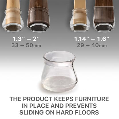 X-Protector Silicone Chair Leg Floor Protectors with Non-Slip Furniture Pads - 32 PCS 1.3" - 2" - Anti-Slip Chair Leg Covers - Non-Skid Furniture Leg Caps - Furniture Pads for Hardwood Floors! - size: 1.3 - 2 inches