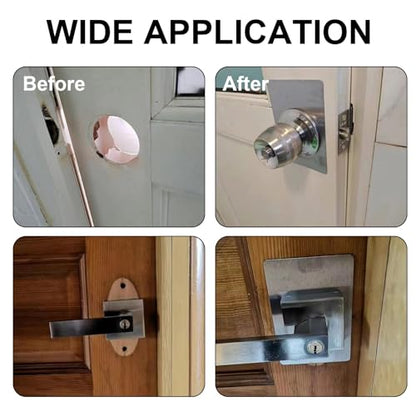 8Pack Door Knob/Deadbolt Reinforcement Plate Matte Black, Door Lock Fixing Cover Filler Repair Backplate Kit, Door Handle Hole Reinforcer