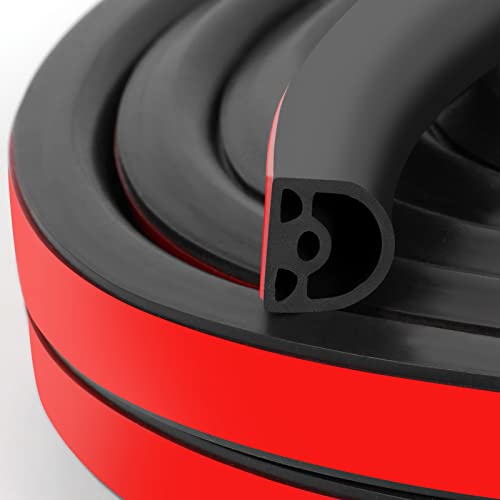 [New Upgrade] 19.7Ft Silicone Door Weather Stripping Door Seal Strip for Doors & Windows, Multi-Layer Soundproof Chamber Design, Self-Adhesive, Seal Large Gaps, Easy to Cut & Install - color: Black, size: 9/16" (W) x 15/32" (T) x 19.7' (L)