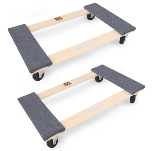 MaxWorks 50857 1320 lbs. Capacity 18 in. x 30 in. Hardwood Furniture Moving Dolly KD Version, Two Pack - color: Natural, size: 18 in x 30 in