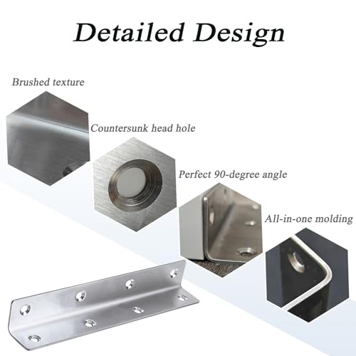 30PCS 304 Stainless Steel Corner Brace for Wood, Heavy Duty Long L Brackets, L Lock Mounting Bracket for Repairing and Reinforcing Wood Cabinets Furniture,(Silver,4X1X1IN) - size: 4X1X1IN