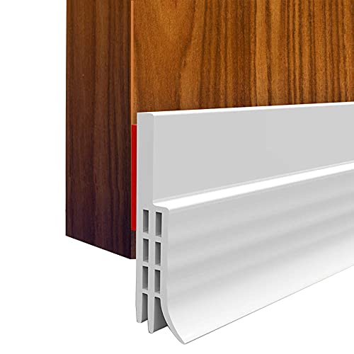 2PACK Door Draft Stopper, Strong Adhesive Door Sweep for Exterior and Interior Doors, Dustproof and Soundproof, 2" W x 39" L (White) - color: White