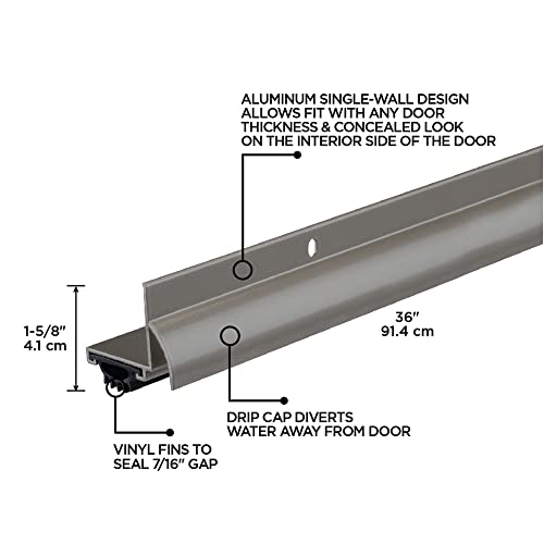 M-D Building Products 48998 36 in. Satin Nickel Aluminum L-Shape Screw-on Under Door Seal - color: Satin Nickel