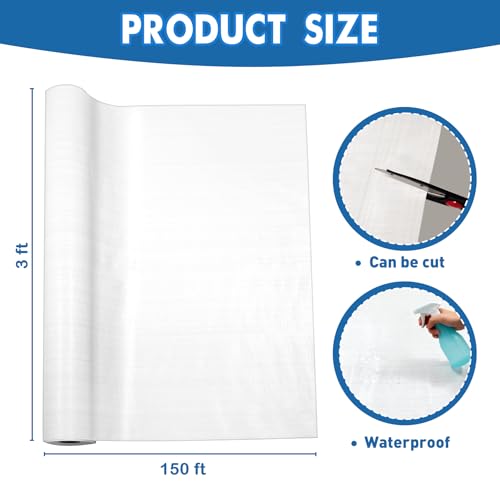 House Wrap, 3 x 150 ft Thick Drop Cloth Vapor Barrier, Heavy-Duty Moisture Barrier & Water-Resistant Plastic sheeting roll for Home Commercial Building Construction, White
