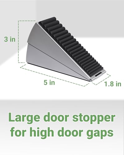 Large Door Stopper - Metal Door Wedge, Tall Door Stopper, Spring Rubber for Extra Strong Grip (Silver, 1 Pack)