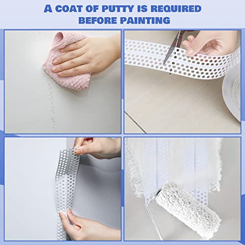 Kingdder Drywall Joint Tape 2" x 132' PVC Multipurpose Self Adhesive Joint Tape Drywall Corner Line Wall Crack Self Adhesive and Patch for Inside and Outside Corner Bead, Ceiling Wall Crack Filling