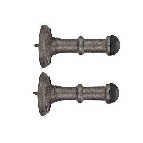 Set of 2 Antique Iron Door Stops - 3" Heavy Duty Door Stop - Rigid Stopper with Low Mounted Black Rubber Bumper Tips, Protect Wall & for Kitchen, Bedroom, Office, Easy Installation - color: Antique Iron