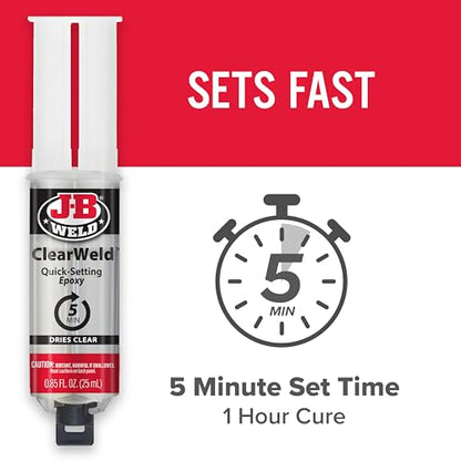 J-B Weld ClearWeld 5 Minute Epoxy, Clear, Syringe, 2 Pack, 50112-2 - size: 25ml - 2 Pack