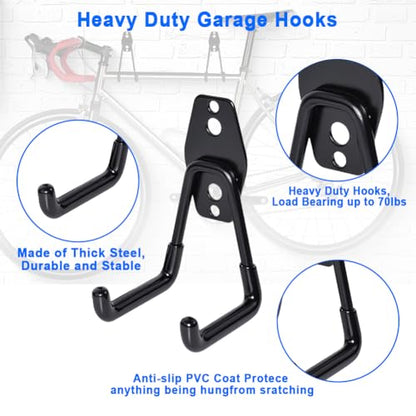 Heavy Duty Garage Storage Utility Hooks，Garden Bike Tool Hangers Organizer，Steel Wall Mount Power Hooks, Metal Small U Hooks for Hanging Ladders Ropes Hose Bulk Items, 2 Pack - size: 2 Pieces