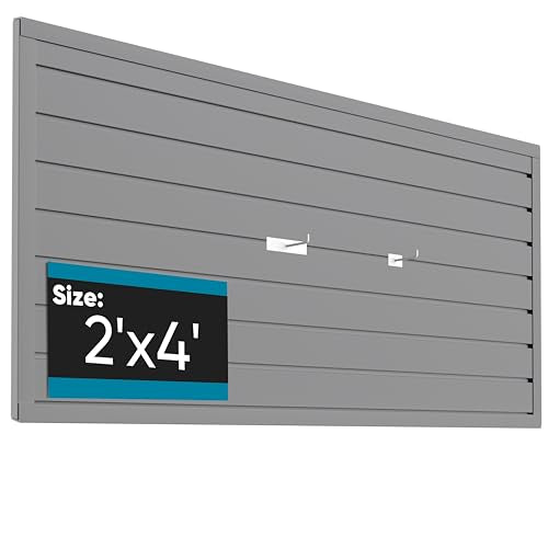 Brakki PVC Slat Wall Paneling 2x4 ft, Garage Organizer Storage System, Grey Slatwall Panels for Garage Organization Product, Heavy Duty Wall Mounted Tool Storage for Home - color: Grey, size: 2x4 Ft