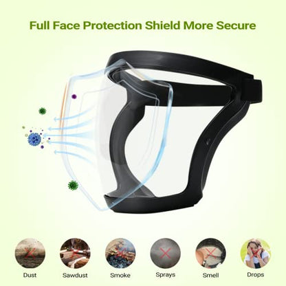 3 Pack Clear Full Safety Face Shield for Adults Women Men(Not Fit Wear Glasses), Adjustable& Reusable Super Protective Face Shields with Super Lightweight, High-Definition, Anti-Fog - size: 3 Pack