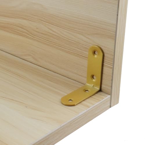 Wealrit 20 PCS L Shape Bracket Corner Braces Gold Right Angle Brackets, Wood Furniture Fastener with Screws for Cabinet Chair Drawer Length- 1.85" - size: 1.85"