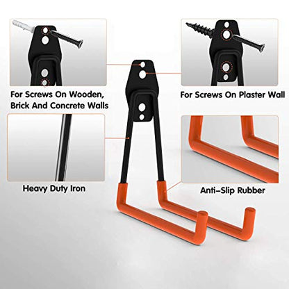 Garage Hooks 22 Pack Heavy Duty Garage Storage Hooks Steel Tool Hangers for Garage Wall Mount Utility Hooks and Hangers with Anti-Slip Coating for Tools Organizer Ladders Bikes Bulky Items - size: Garage Hooks 22Pack