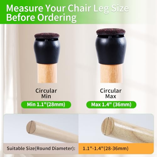 16PCS Round Silicone Chair Leg Floor Protectors for Hardwood Floors, Felt Furniture Pads Covers Table Chair Leg Caps, Large Chair Sliders for Wood Floors, Anti-Scratches & Noise(Black, Fit:1.1"-1.4") - size: L(Fit 1.1"-1.4") - Black