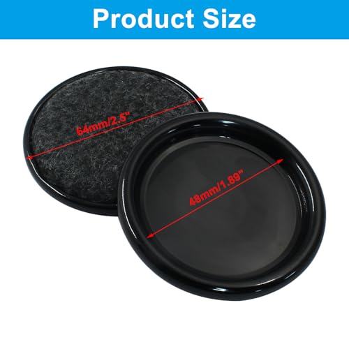 8Pcs Felt Furniture Sliders Reusable Carpet Base Furniture Cups,Moving Pads Sliders to Protect Hardwood (Round, 2.5 inch Dia, Black/Gray) - size: Round, 2.5 inch Dia