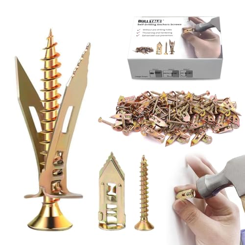 Self-Drilling drywall Anchors,drywall Screws and anchors,self drilling drywall anchors,Wall Anchors for drywall and door hinge repair tool for Fixing sun umbrella,swingset bracket,decor(1.57IN,100pcs) - color: 1.57in,100PCS
