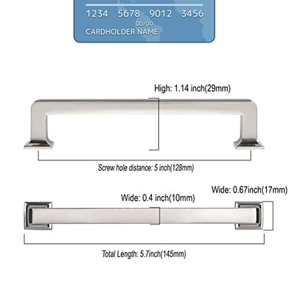 9BUILD 6 Pack 5 Inch Kitchen Cabinet Handles - Brushed Satin Nickel Cabinet Pulls - Cupboard Handles - color: Brushed Satin Nickel, size: 5"/128MM Hole Center, style: 6 Pack
