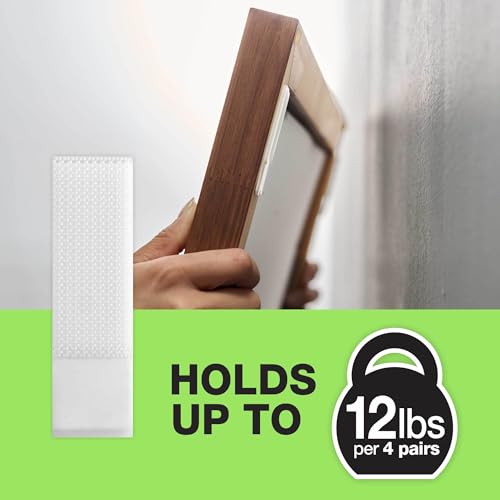 FrogTape reMOVEables Medium Picture Hanging Strips- 12 Pairs - 12lbs per 4 Pairs - Damage-Free Removeable Adhesive Wall Strips Picture Hangers for Mounting Frames, Canvas, Home Décor White (24 Pieces) - size: 12 Pairs, style: Medium