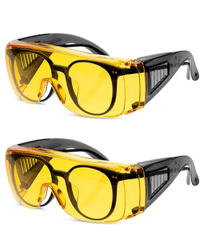 UNCO- Safety Goggles Over Glasses, Protective Goggles, Anti Fog, Work, Safety Glasses Over - color: Yellow Lens, size: 2 Pack