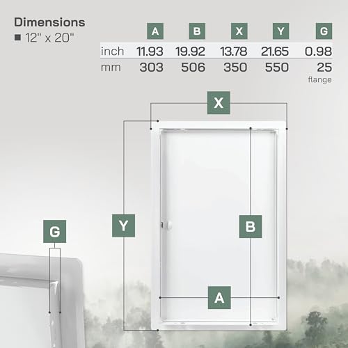 Vent Systems Access Panel for Drywall 12 x 20 Inch - Wall Hole Cover Plate - Metal Access Door with Handle - Plumbing Access Panel for Drywall - Service Shaft Crawl Space Door - Wall Access Panel - size: 12" x 20"