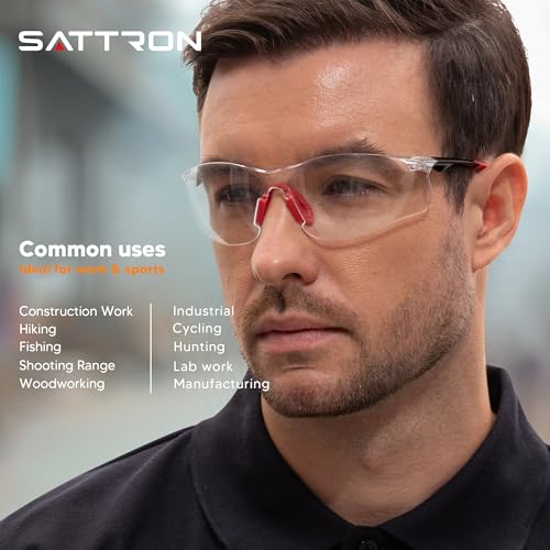 Clear Safety Glasses 24 Pack, Protective Eyewear UV Protection ANSI Z87.1, Safety Goggles Scratch & Impact Resistant, Eye Protection with Nose Pads for Men & Women Construction, Shooting, Lab Work - color: Clear Lens/Red Temples, style: 24 Pack