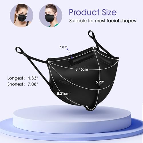 KN95 Adjustable Masks 25 Pack, Individually Wrapped Disposable Masks with Adjustable Ear Loops - color: Black
