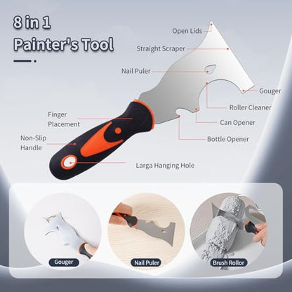 Drywall Knife Set, 10Pcs Drywall Tools Includes Stainless Steel Putty Set, Taping knife, Painter Scraper Tool & 14" Mud Pan Perfect for Joint Taping, Finishing and Patching