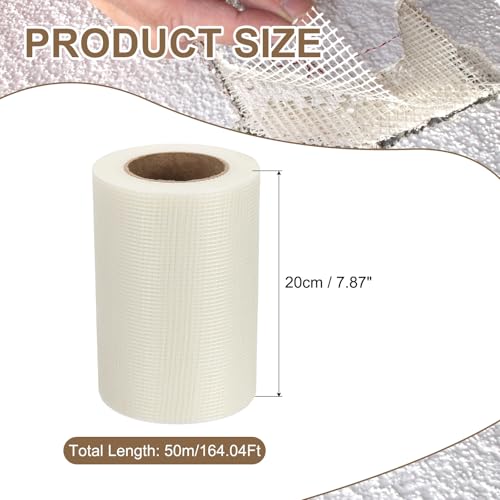 PATIKIL Drywall Repair Mesh Tape, 8 inch x 164 ft Fiberglass Repair Patch Self-Adhesive Dry Wall Joint Tape 8 Mesh Wall Hole Crack and Seam Patch, White - size: 8 inch x 164 Feet