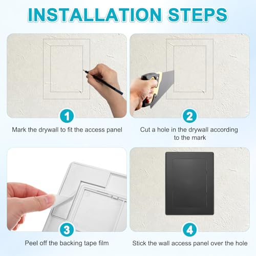 M METERXITY 2-Pack Access Panel for Drywall, 7x5 Inch Plastic Self Adhesive Wall Hole Cover Access Doors for Wiring Cable/Ceiling, Removable Plumbing Wall Panel [Black, Rectangle] - color: Black