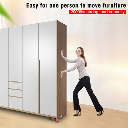 Furniture Dolly,4.1" Carbon Steel Panel Heavy Duty Dolly,with 5 360°Rotatable Rubber Universal Wheels,Non-Slip Sliders & Lifter,2000Lbs Load Capacity, Furniture Lifter for Sofa, Piano, Appliances - size: 4.1x4.1 IN