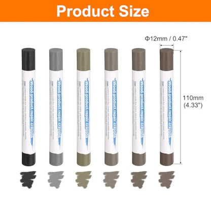 HARFINGTON Wood Filler Sticks 6 Colors Wooden Wax Touch Up Furniture Repair Crayons for French Gray, Black, Gray Cloth, Gray1, Gray2, Gray Oak - color: French Gray Series