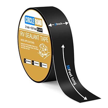 CircleRoad RV Roof Tape Black, 2 Inch X 50 Feet RV Repair Sealant Tape, Stop Camper Roof Leaks, UV-Resistant, Weatherproof and Reliable for Camper, Trailer, Boat (2In-50FT Black) - style: 2In-50FT Black