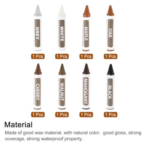 uxcell Wood Repair Markers, 8 Pcs 8 Colors, Touch Up Filler Sticks, Fine Nib, Multi Surface Use, Wood Wax Pen Crayons for Scratches, Furniture, Cabinets, Tables, Carpenters