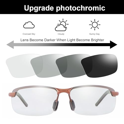YIMI Polarized Photochromic Driving z87 Sunglasses For Men Women Day and Night safety glasses - color: Brown Frame