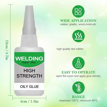 Welding High Strength Oily Glue, Multifunctional Universal Glue Super Glue Fast Repair, Strong Fast Drying Glue Universal Super Glue for Metal, Plastic, Wood, Glass, Ceramic, Leather (2Pcs) - color: 2Pcs