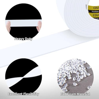 2 Pack Single-Sided Adhesive White Foam Tape, Single-Sided Sealing Strip Foam Pad Sponge Tape Window Weatherproof, Self-Adhesive Insulation Sealing Tape (White) 0.98inX16.4FT - size: 0.98inX16.4FTX2PACK