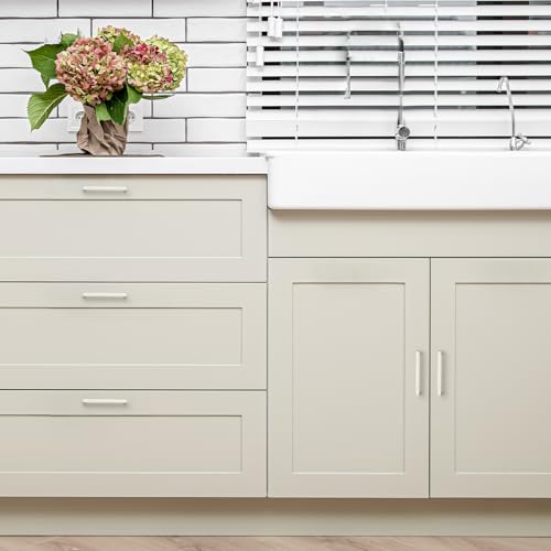 Ravinte 10 Pack Solid 3-1/2 Inch Center to Center Slim Square Bar Drawer Handles Cabinet Hardware - Brushed Nickel Kitchen Pulls - size: 3-1/2" Hole Center