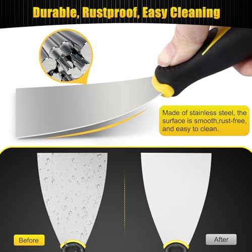 Putty Knife and Paint Scraper Set, 6.5"" Scraper and 4"" Putty Knife Combination for Spreading Drywall Spackle & Mud, Taping, Scraping Paint