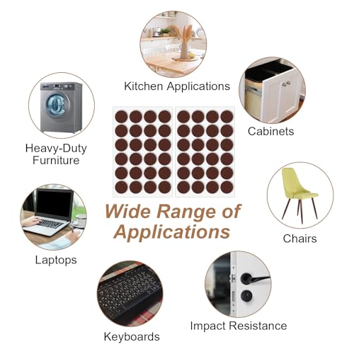 96 Pcs Self-Stick Furniture Round Felt, 3/4" Chair Felt Pads Protect Your Hardwood Floors from Furniture Scratches Moving Your Furnitures Smoothly Noise Reduction for Chairs, Tables, Couches (Brown)