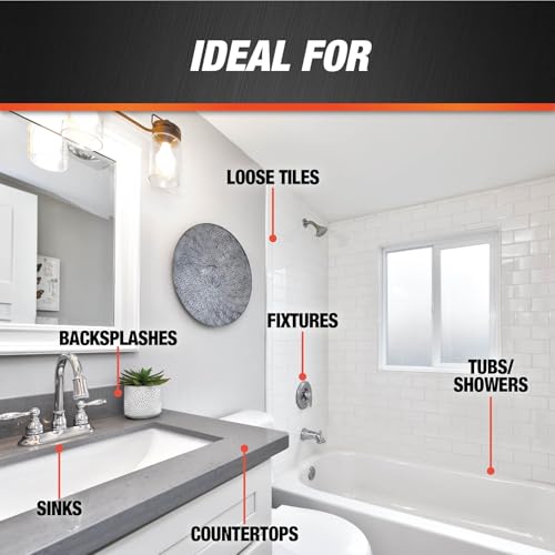 DAP 100% Silicone Rubber Kitchen, Bath & Plumbing Bath Sealant, White, 2.8 oz (7079800950)
