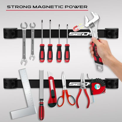 SEDY Magnetic Tool Holder Storage Organizer: 7-Piece Garage Wall Mount Rack Organization Strip Power Magnet Organizers Mounted Workbench Board Slatwall Van Hanger - style: 7-Piece Magnetic Tool Strips