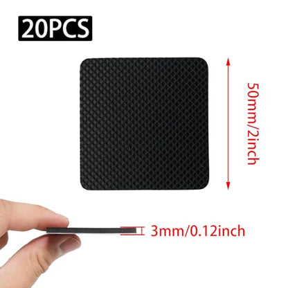20pcs Black Non Slip Furniture Pads,Solid Rubber Furniture Pads Self Adhesive Anti-Sliding Grippers,Rubber Feet for Bed Couch Table/Floor Protectors(2inch Square) - size: 2inch