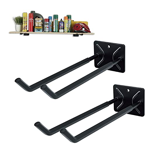 Ultrawall Garage Storage Hooks, Heavy Duty Steel Tool Organizer, 12.4 Inch Wall Mount Hangers Racks for Car Tires, Ladders, Chairs, Ropes and Garden Tools, 2 Pack