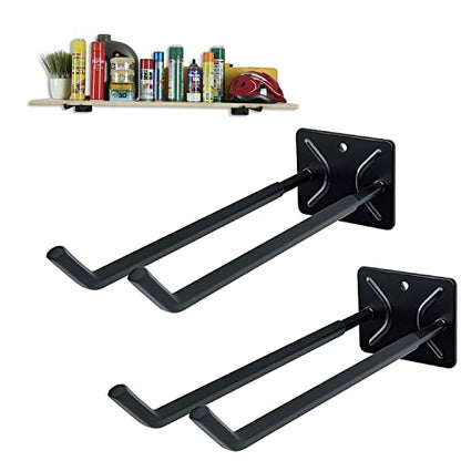 Ultrawall Garage Storage Hooks, Heavy Duty Steel Tool Organizer, 12.4 Inch Wall Mount Hangers Racks for Car Tires, Ladders, Chairs, Ropes and Garden Tools, 2 Pack