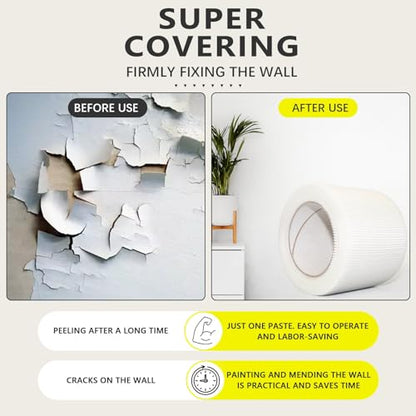 12" 100 Feet Drywall Joint Tape, Self-Adhesive Encrypted Fiberglass Drywall Repair Mesh Tape for Wall Cracks and Seam Patch - size: 12" x 100ft