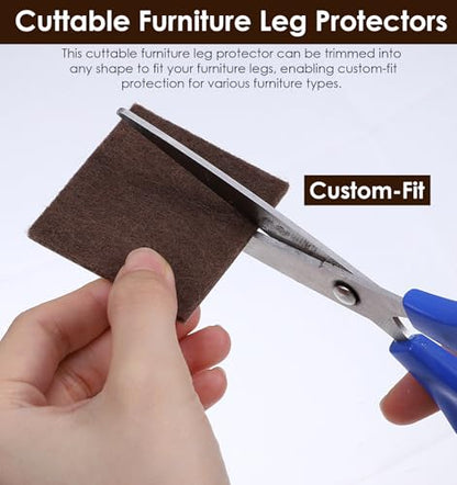 12Pcs Square Felt Furniture Pads, 2x2 Felt Small Furniture Pads Square for Chair Legs, Cuttable Floor Protectors for Hardwood Floors, Brown (1.97 * 1.97 * 0.16 inch)