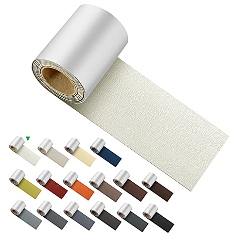 ILOFRI Self Adhesive Leather Repair Patch Tape 3x60 inch, Vinyl and Leather Repair Kit for Couches, Furniture, Car Seat, Boat Seat, Sofa, Vinyl Upholstery, Chair, Interior - Beige White - color: Beige White, size: 3x60 inch